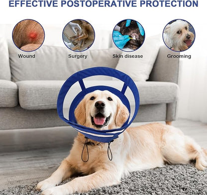 ASENKU Dog Cone Collar, Soft Adjustable Cone for Dogs to Stop Licking, Lightweight Recovery Dog Cone After Surgery, Pet E-Collar for Small, Medium & Large Dogs,(Blue L)
