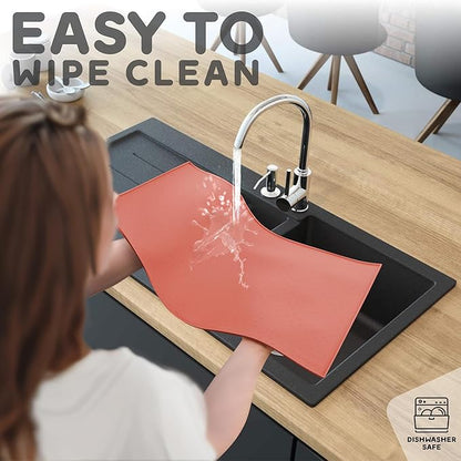 Dog Food Mat - Raised Edges Dogs Mat for Food and Water Prevent Spill, Waterproof Cat Food Mats Protect Floors, Easy Clean Dog Bowl Mats for Food and Water, Silicone Pet Food Tray