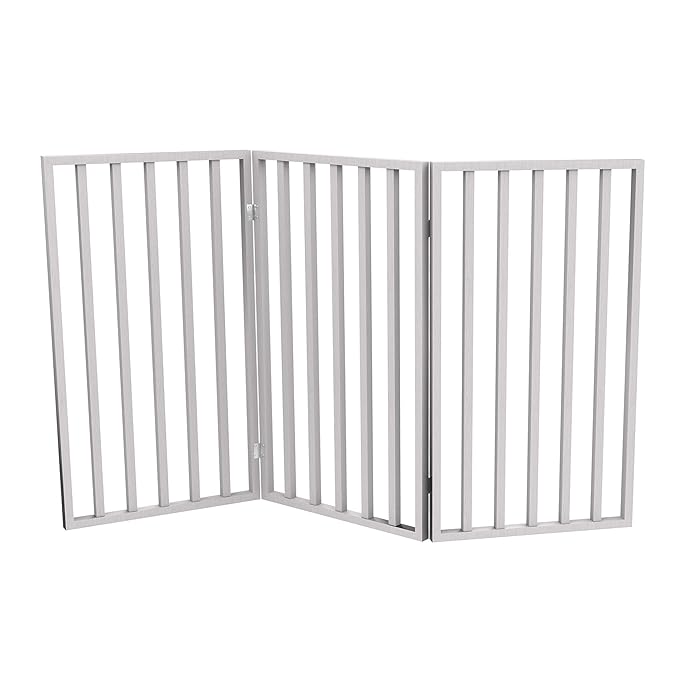 Pet Gate - 3-Panel Indoor Foldable Dog Fence for Stairs, Hallways, or Doorways - 54x32-Inch Wood Freestanding Dog Gates by PETMAKER (White)