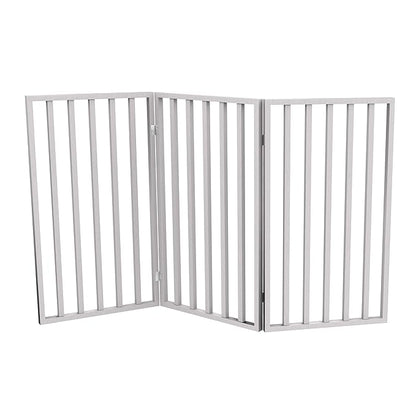 Pet Gate - 3-Panel Indoor Foldable Dog Fence for Stairs, Hallways, or Doorways - 54x32-Inch Wood Freestanding Dog Gates by PETMAKER (White)