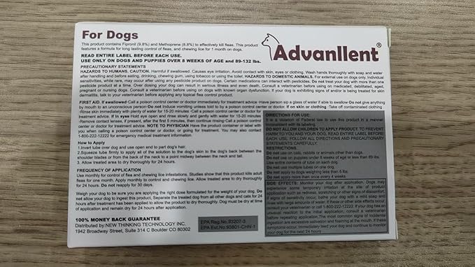 Flea and Tick Prevention for Dogs, Flea and Tick Treatment for Extra Large Dog, Flea & Tick Control, 89-132 Pounds, 6 Doses