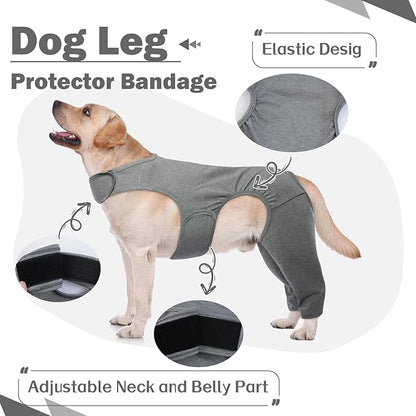 ROZKITCH Dog ACL Surgery Recovery for Rear Right Left Leg, Pet Prevent Licking Wound Elbow Protector, Male Female Dog Recovery Suit Rear Legs for Sprain ACL CCL Arthritis Joint Care Grey L
