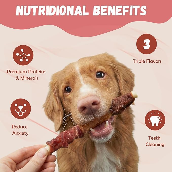 Pawmate Multi-Flavor Dog Treats Beef Liver, Chicken, and Duck Wrapped Rawhide Sticks, High Protein Grain Free Long Lasting Dog Jerky Chews for Small Medium Large Dogs, 10.6 oz