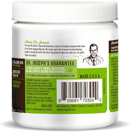 Dr. Joseph's VetPro Complete Advanced Pre & Probiotics Powder for Dogs, 90 Scoops, Supports Gut Health, Diarrhea, Digestive Health & Seasonal Allergies, Chicken/Pumpkin Flavor, Add to Food