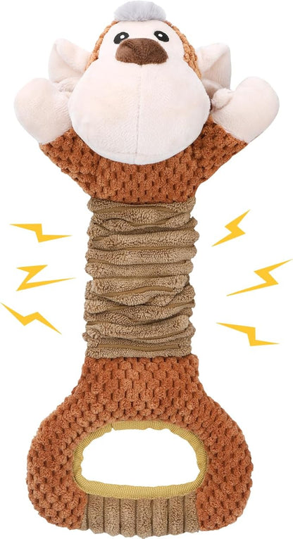 Letsmeet Squeaky Dog Toy with Crinkle Paper, Pull Interactive Plush Chew Toy for Puppies, Small, Medium, Large Dogs - Great for Tug of War and Teeth Cleaning