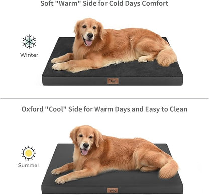 Orthopedic Dog Bed for Extra Large Dogs, XL Comfort Pet Mat for Large Sized Dog 44x32 Inch, Egg Crate Foam with Removable Washable Oxford Cover, Black