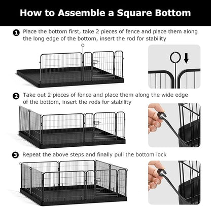 PJYuCien Dog Playpen Bottom Pad - Stabilize the Dog Play Pen, Easy to Clean and Waterproof, Fits Most 8 Panels 24 Inch Width Metal Dog Fence Square 48”x48 Dog Playpen(Only Bottom Pad, No Playpen)