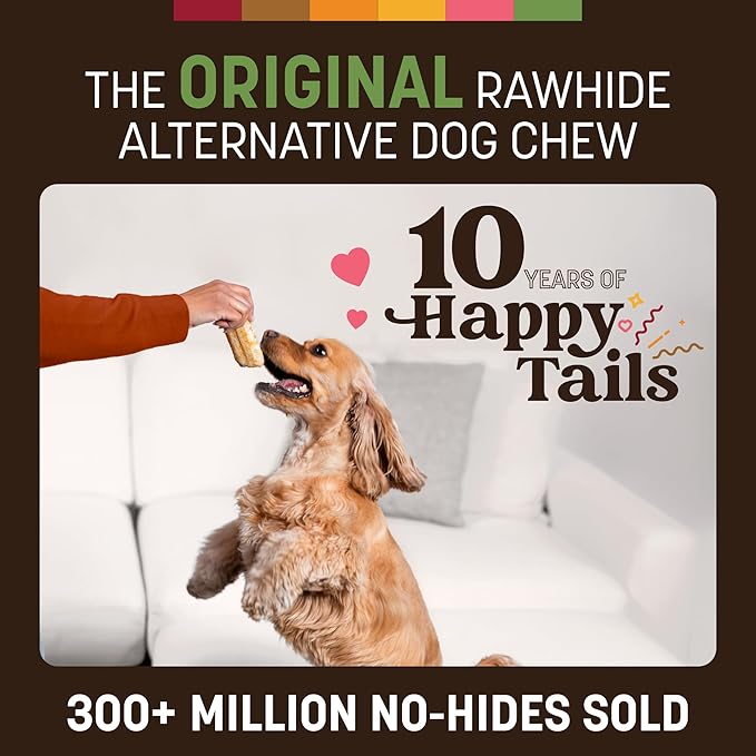 Earth Animal No Hide Chews - Long Lasting Rawhide Free Small Dog Chews Rolls, Pork - 6 Count