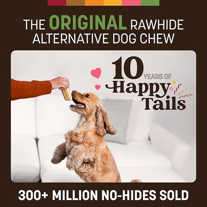 Earth Animal No Hide Chews - Long Lasting Rawhide Free Small Dog Chews Rolls, Pork - 6 Count
