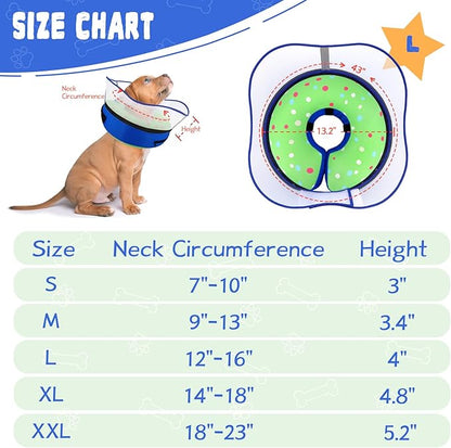 Elevated Inflatable Dog Cone Collar Alternative After Surgery, Dog Donut Collar, Soft Pet Cone to Stop Licking for Small Medium Large Dogs