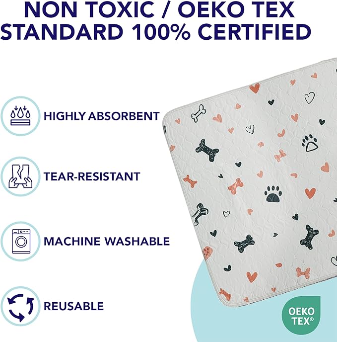PUPIBOO Washable Pee Pads for Dogs and Cats - Super Absorbent Reusable Puppy Training Pads - 100% Waterproof, Leak-Proof & Non-Slip Whelping Pads for Pet Housebreaking