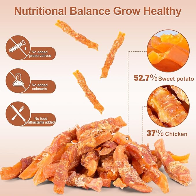 Soft Dog Treats Chicken Sweet Potato Sticks Puppy Easy to Digest Training Snacks Chicken Wrapped Sweet Potato 2lb