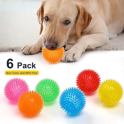 VITEVER 3.5” Squeaky Dog Toy Balls (6 Colors) Puppy Chew Toys for Teething, BPA Free Non-Toxic, Spikey Dog Balls for Medium, Large & Small Dogs, Durable Toys for Aggressive Chewers (Pack of 2)