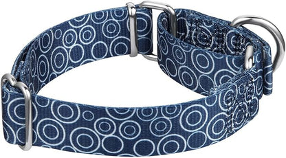 Martingale Collars for Dogs, No Pull Anti-Escape Pet Collar, Heavy Duty for Medium Dogs, Adjustable 14 Inch to 21 Inch, Navy Blue - C.R.C