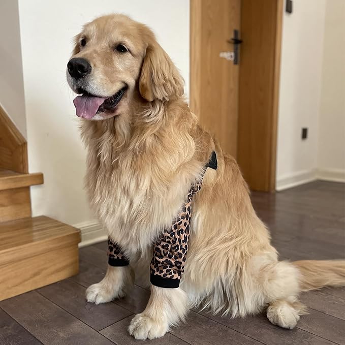HDKUW Dog Elbow Protector, Dog Front Leg Recovery Sleeve for Prevent Licking Wound, Elbow Sleeves with Mesh Pad for Medium Large Dogs