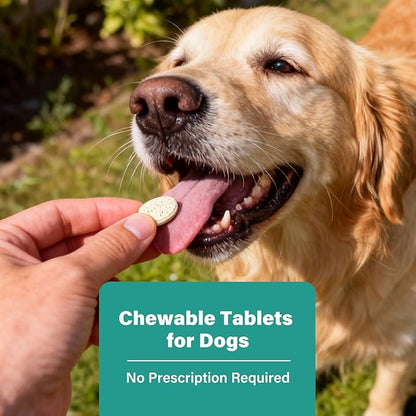 De-Wormer for Dogs, Oral Treatment for Tapeworm, Roundworm & Hookworm in Large Dogs & Puppies (Over 25 lbs), Worm Remover (Praziquantel & Pyrantel Pamoate), 50 Tablets