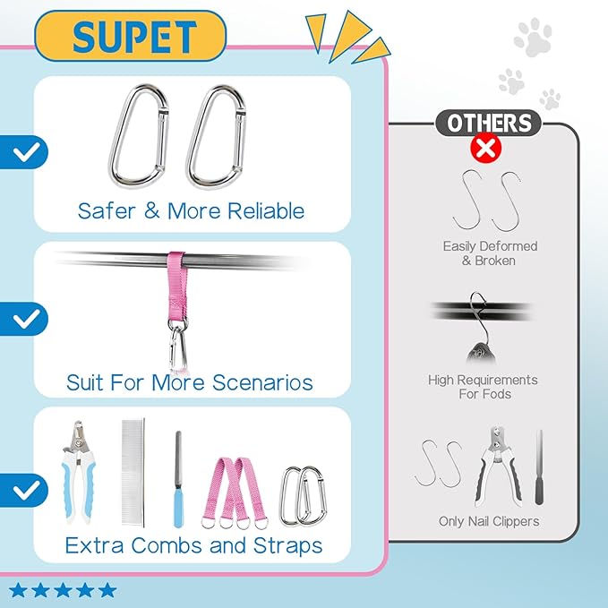 Supet Dog Grooming Hammock Harness for Dogs Cats, Relaxation Pet Nail Clipper Hammock, Restraint Dog & Small Animal Leashes Sling for Groomingk for Nail Trimming (Blue-Love, S)