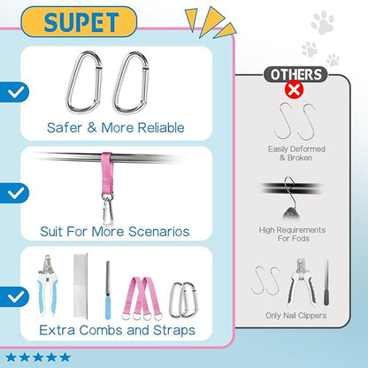 Supet Dog Grooming Hammock Harness for Dogs Cats, Relaxation Pet Nail Clipper Hammock, Restraint Dog & Small Animal Leashes Sling for Groomingk for Nail Trimming (Blue-Love, S)