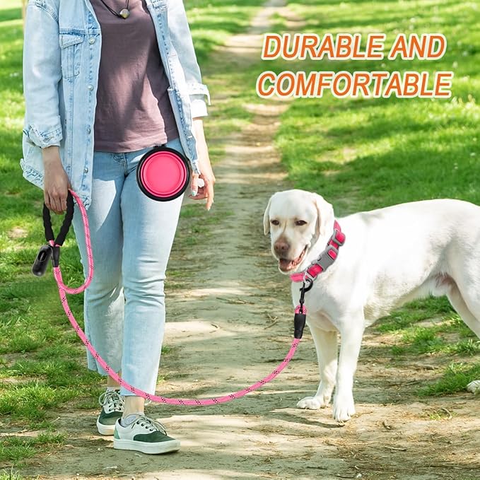 BARKBAY Dog Leashes for Large Dogs Heavy Duty Dog Leash 4/5/6 FT with Comfortable Padded Handle and Highly Reflective Threads for Medium Large Dogs Walking Training Running (6FT-1/2'',Pink)