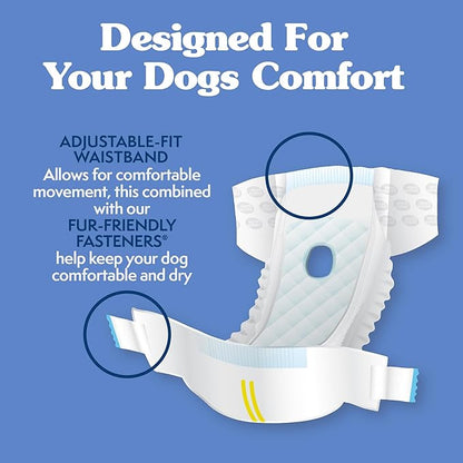Simple Solution Female Dog Diapers – Disposable Diapers for Potty Training, Incontinence, and Heat Cycle Protection – Leak-Proof Fit for Small Dogs, 12–19 Inch Waist – 30 Count