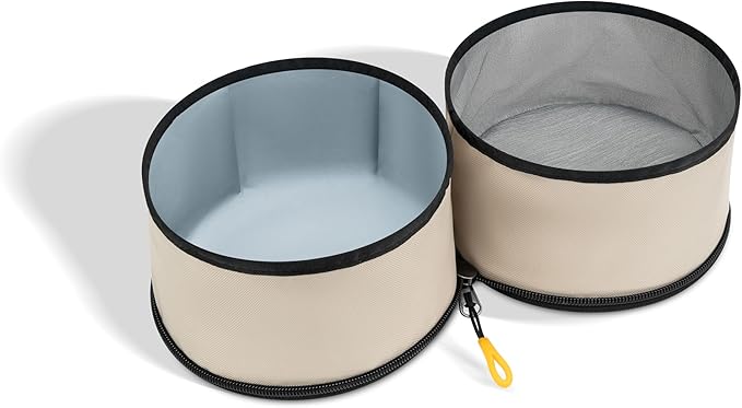OllyDog Superbowl | Collapsible Dog Travel Bowl | 2 Compartment Food & Water | Foldable| Portable Dog Bowl | Hiking, Camping (Con Leche)