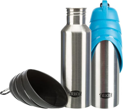 Trixie Bottle with bowl, stainless steel/plastic (Assorted Color)