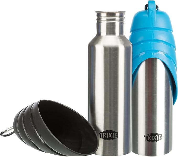 Trixie Bottle with bowl, stainless steel/plastic (Assorted Color)