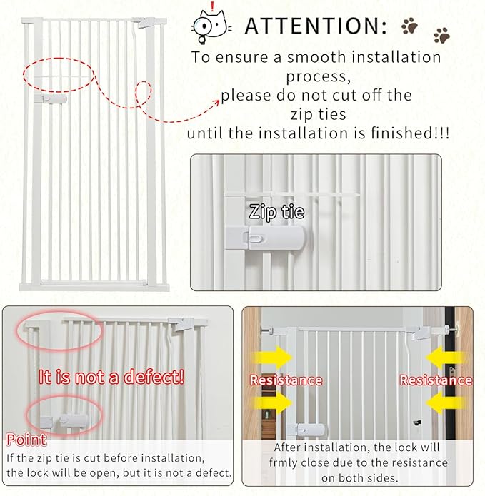 Lumizone Extra Tall Cat Gate 55.12" High Pressure Mounted Extra Wide 2025 New (17 Sizes) 1.37" Gap No Drilling Auto-Close One-Handed Operation Tall Pet Gate for Dogs(White, 55.12" H x 34.25"-38.38" W)