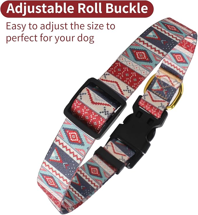 QQPETS Adjustable Soft Dog Collar: Print Flower Pink Multicolor Cute Patterns for XS Small Medium Large Pet Girl Boy Puppy Walking Running Training