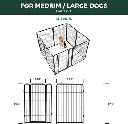 FXW Homeplus Unleashed Indoor Dog Playpen - Stress-Free and Safe Play, Heavy Duty 40 Inch 8 Panels with Fence-to-Wall Anchor (Pack of 4) for Medium and Large Dogs, Black│Patented