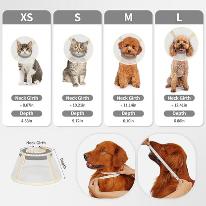 Soft Dog Cone Collar to Stop Licking-Adjustable Comfortable Mesh Recovery Collars After Surgery for Small or Miniature Dogs, Alternative to Plastic Elizabethan Collar for Neuter Incision Care (Grey,M)