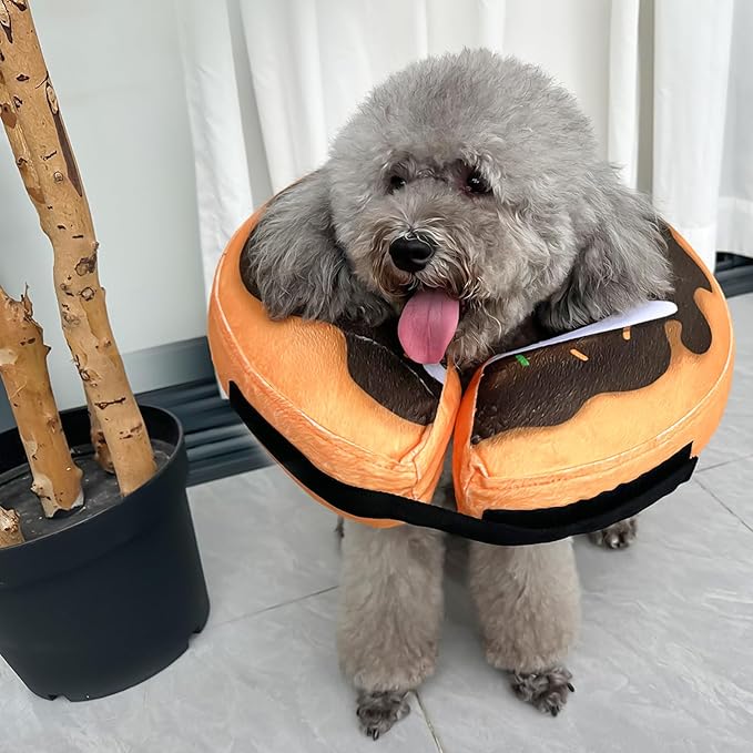 Inflatable Dog Cone, Soft Adjustable Blow up Donut Collar for After Surgery, E-Collar for Small, Medium, Large Dogs and Cats