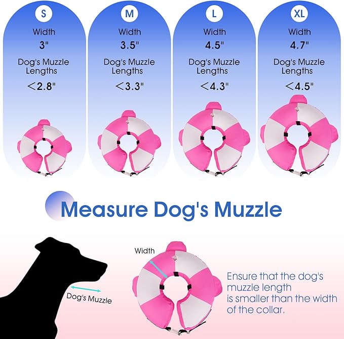 Inflatable Dog Cone for Large Dogs- Lightweight Neck Recovery ECollar,Comfortable Donut E-Collar After Surgery Anti-Licking & Biting,Waterproof Easy to Clean (Pink,XL)