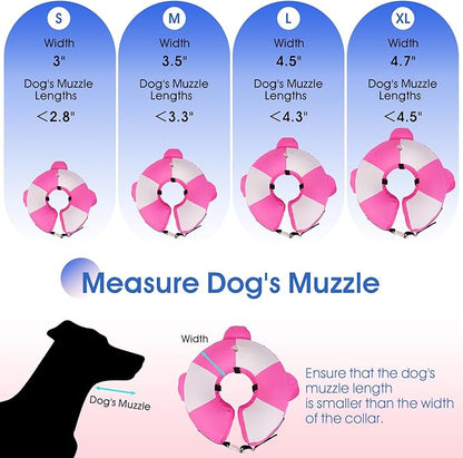Inflatable Dog Cone for Small Dogs- Adjustable Neck Recovery ECollar,Lightweight Donut Collar After Surgery Anti-Licking & Biting,Waterproof Easy to Clean (Pink,M)