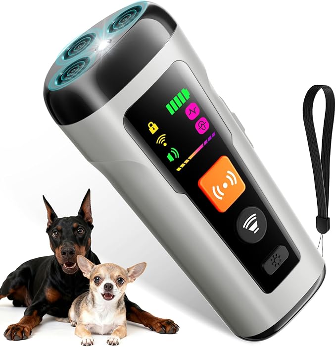 Dog Bark Deterrent Devices, 3X Anti Barking Device for Dogs Ultrasonic Dog Training, Up to 50FT Bark Control Barking Silencer, Correct Bad Behavior Indoor Outdoor Portable Dog Barking Stopper (Grey)