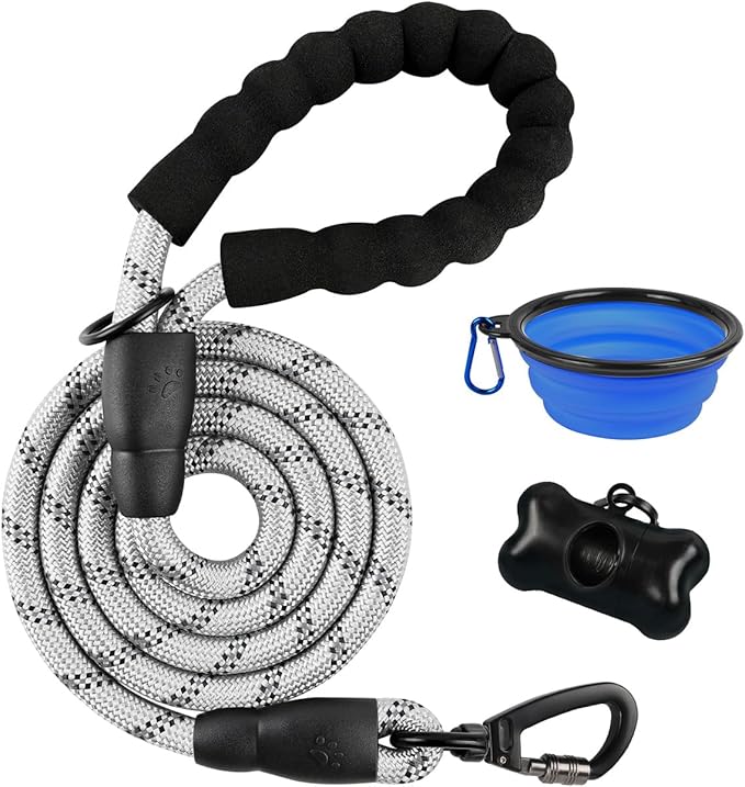 BARKBAY Dog Leashes for Large Dogs Heavy Duty Dog Leash 4/5/6 FT with Comfortable Padded Handle and Highly Reflective Threads for Medium Large Dogs Walking Training Running (5FT-1/2'',Gray)