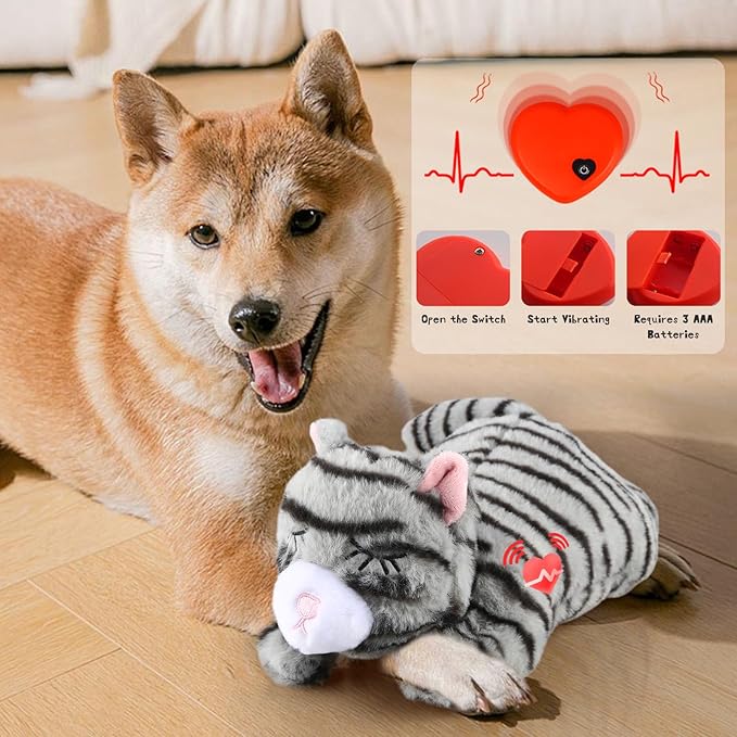 Puppy Toys with Heartbeat,Puppy Sleep Aid Toy,Small Dog Training Toys for Separation Anxiety Relief,Pets Plush Toys for Dogs Cats (Grey)