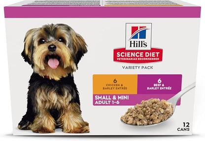 Hill's Science Diet Adult 1-6 Small & Mini Wet Dog Food, Beef & Barley Entrée, 5.8 oz. Cans, 12-Pack