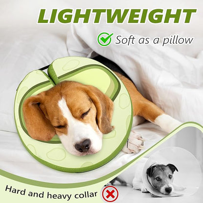 Inflatable Dog Cone Collar to Stop Licking, Soft Neck Donut Collar After Surgery, Adjustable Recovery Cone for Small Medium Large Dogs (Avocado,M)