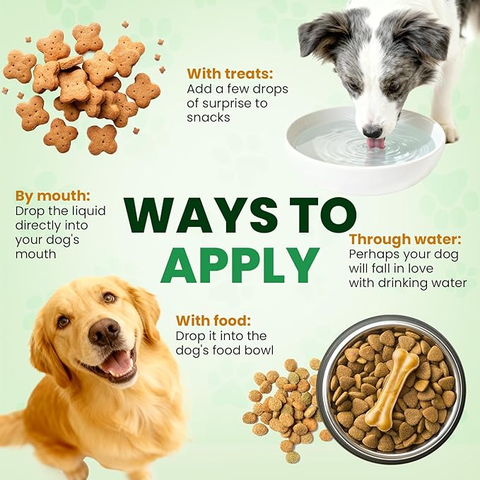 Flea and Tick Prevention for Dogs, 60 ML (2 FL OZ) 2 Pack Natural Oral Flea and Tick Drops for Dogs Containing Multivitamin All Breeds and Sizes Fleas Control for Dog Bacon Flavor