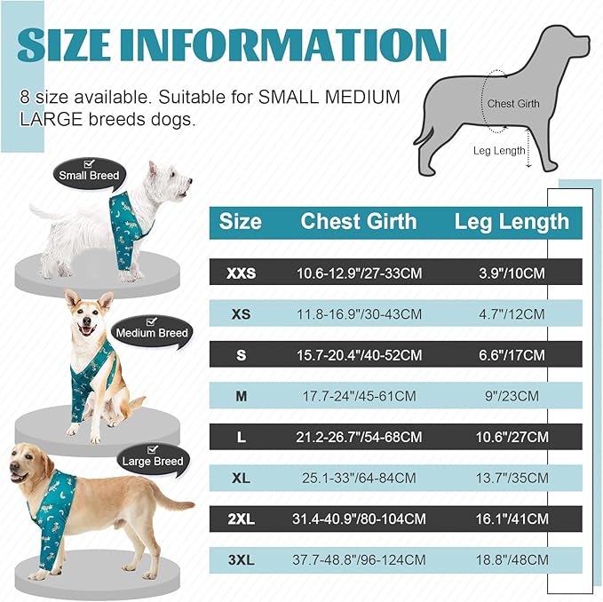 ROZKITCH Leg Sleeve for Dogs Front for Right Left Leg, Pet Prevent Licking Wound Elbow Protector, Recovery Suit Cone Collar Alternative for Sprain ACL CCL Arthritis Joint Care Zebra 3XL