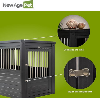 New Age Pet ECOFLEX InnPlace Dog Crate & End Table, Indoor Furniture Style Pet Kennel for Small, Medium, Large & XL Dogs, Durable Composite, Espresso Black, X-Large