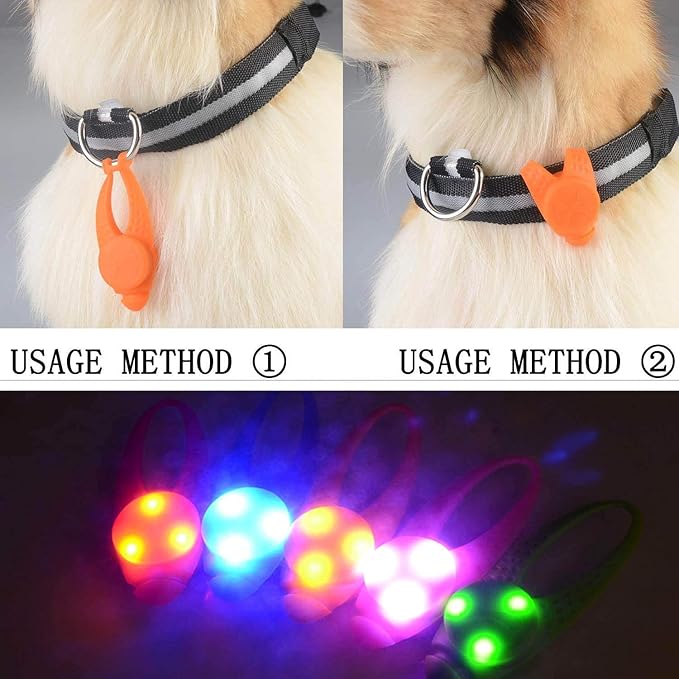 5-Pack LED Light Up Dog Collar Light, Waterproof Dog Cat Pet Safety Strobe Harness Leash Necklace Lights for Large Medium Small Dogs at Night Time Walking Camping Warning Reflective Gear Accessories
