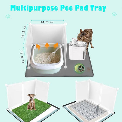 Dog Litter Box with High Walls,Indoor Dog Potty for Small and Medium Dogs,No Spill Pee Pad Holder Tray for Dogs Work with Most Training Pads and Easy to Clean.