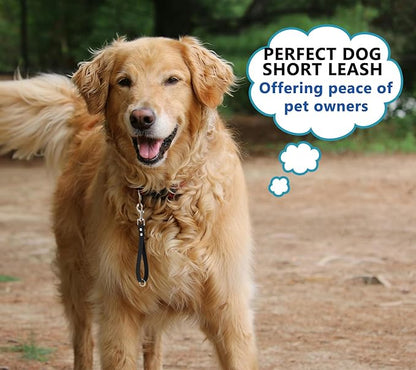 Short Dog Leash - 9 Inch Dogs Lead Grab Tab Heavy Duty Waterproof PVC Dog Training Traffic Leashes for Safety Control Behavior Correction Hiking Backup & All Breeds (Black, 9'')