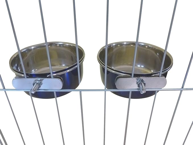 Ellie-Bo Pair of Dog Bowls for Crates, Cages or Pens and 3 Sizes (0.6Ltr Small, Blue)