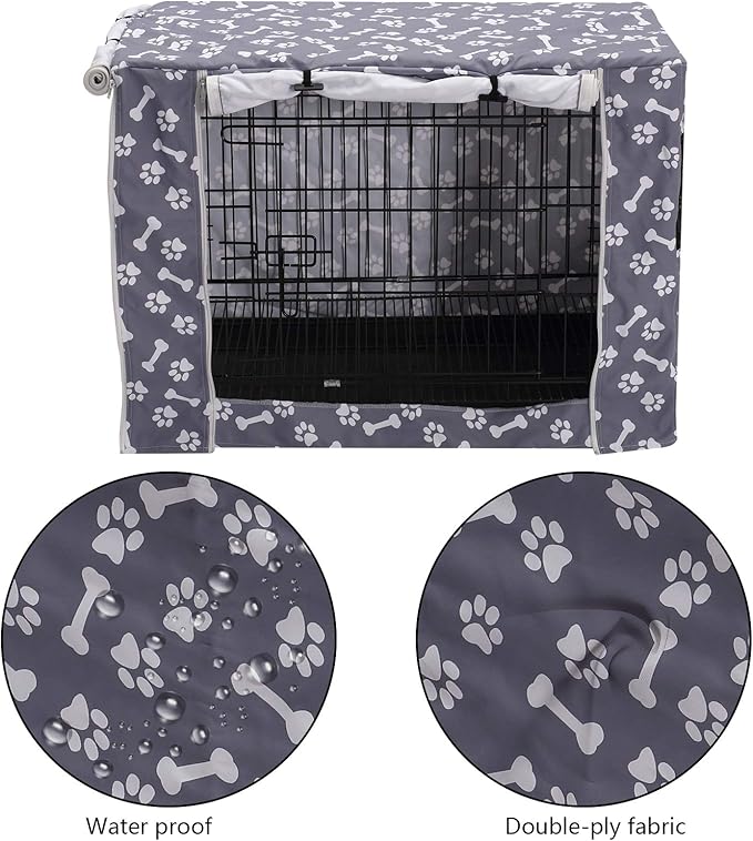 Pethiy Dog Crate Cover Durable Polyester Pet Kennel Cover Universal Fit for Wire Dog Crate - Fits Most 36 inch Dog Crates - Cover only-Sky Gray-36