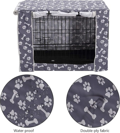 Pethiy Dog Crate Cover Durable Polyester Pet Kennel Cover Universal Fit for Wire Dog Crate - Fits Most 30 inch Dog Crates - Cover only-Sky Gray-30