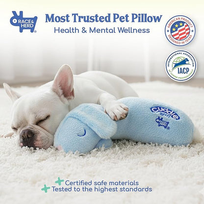Race&Herd CuddleBun Heartbeat Puppy Toy Sleep Aid - Comfort Cuddler Pillow Dog Toy with Heartbeat for Puppies for Dog Anxiety Relief Calming Aid, Heartbeat Stuffed Dog Toy for Pets (Blue)