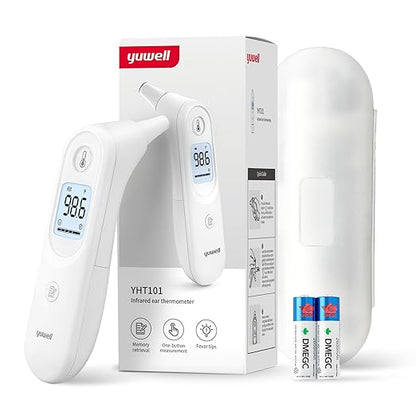yuwell Digital Thermometer for Adults and Kids | Medical Graded Ear Thermometer, Baby and Kid Friendly | Measurement in Seconds, High Temperature Alert, Large Display, 7 Reading Storage
